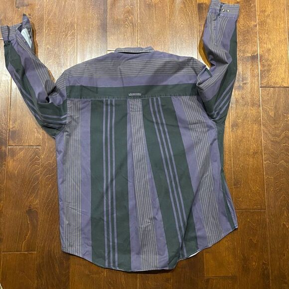 1877 BachRach Vintage 90s Black Purple Striped Button Front Shirt Men's Size XL - Picture 4 of 8